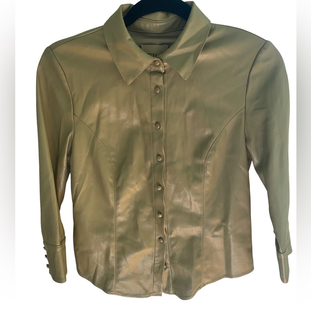 Elie Tahari Cream Faux Leather Jacket